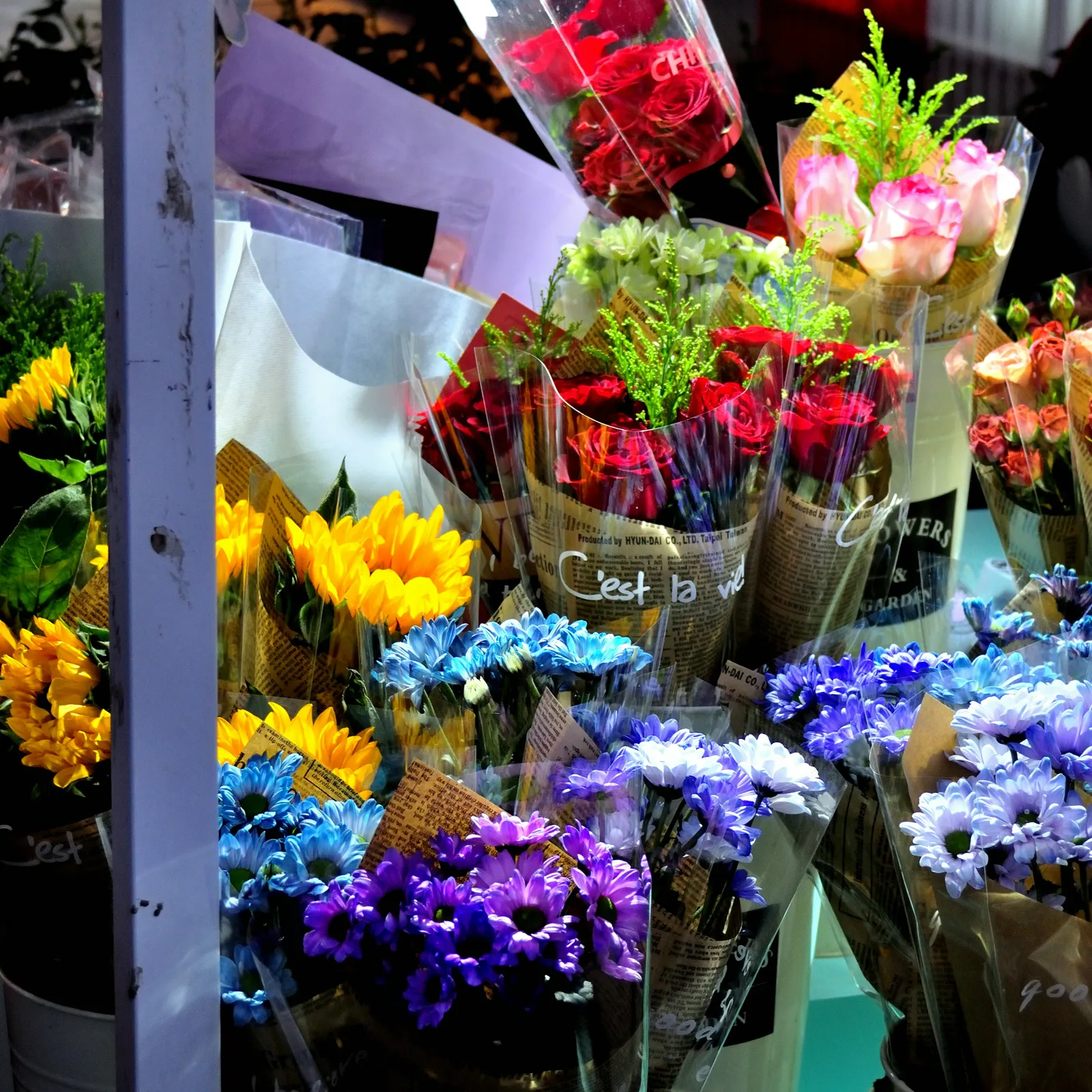 Flowers on a market stall